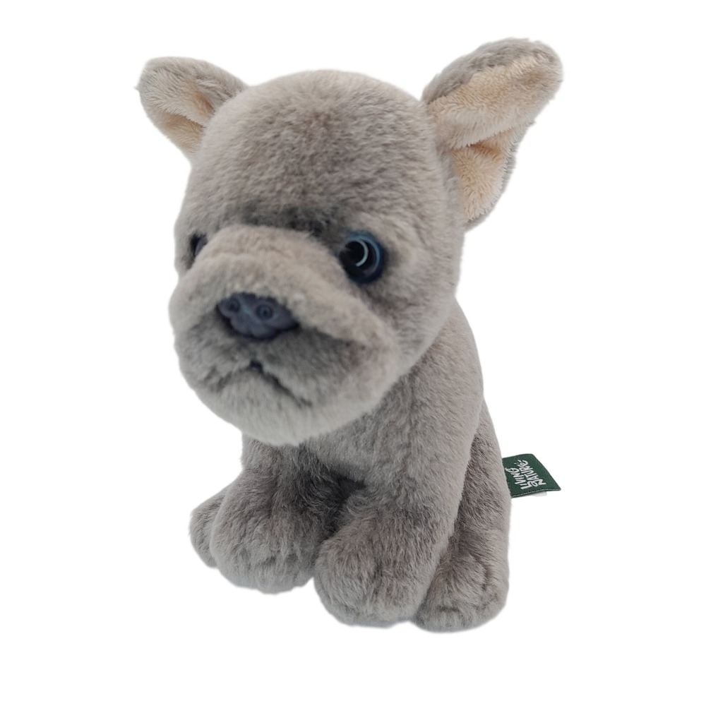 Living Nature French Bulldog Plush Grey Realistic Puppy Dog Stuffed Animal Toy